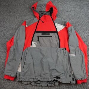The North Face Steep Tech Jacket Mens 3XL Red Gray Hooded Ski Snow Colorblock
